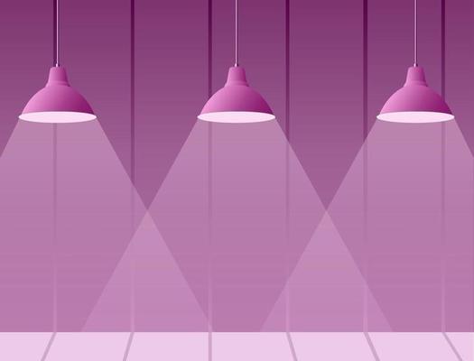 Stage performances with purple themed chandeliers