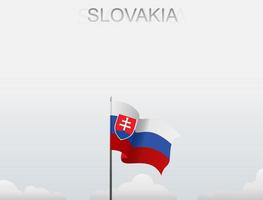 Flag of Slovakia flying under the white sky vector