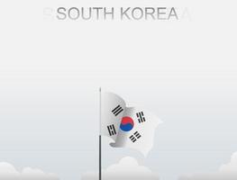bandera de corea del sur volando bajo el cielo blanco vector