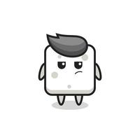 cute sugar cube character with suspicious expression vector