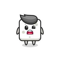 the shocked face of the cute sugar cube mascot vector