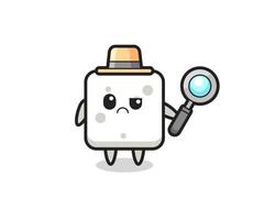 the mascot of cute sugar cube as a detective vector