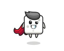 the cute sugar cube character as a flying superhero vector