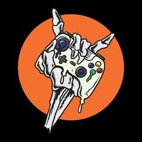 Skeleton hand with game console vector