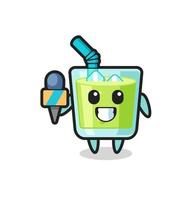 Character mascot of melon juice as a news reporter vector