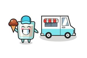 Mascot cartoon of milk with ice cream truck vector