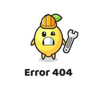 error 404 with the cute lemon mascot vector