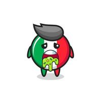 el lindo personaje de la bandera de italia con vómito vector