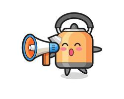 kettle character illustration holding a megaphone vector