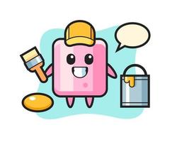 Character Illustration of marshmallow as a painter vector