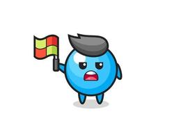 bubble gum character as line judge putting the flag up vector