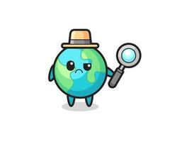 the mascot of cute earth as a detective vector