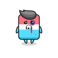 injured eraser character with a bruised face vector