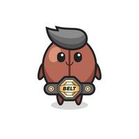 the MMA fighter coffee bean mascot with a belt vector