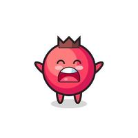 cute cranberry mascot with a yawn expression vector