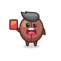 coffee bean cute mascot as referee giving a red card vector