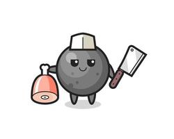 Illustration of cannon ball character as a butcher vector