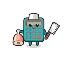 Illustration of calculator character as a butcher vector