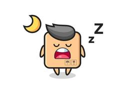 cardboard box character illustration sleeping at night vector