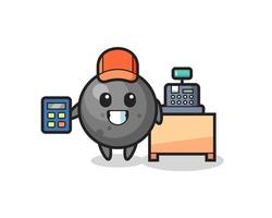 Illustration of cannon ball character as a cashier vector