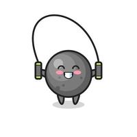 cannon ball character cartoon with skipping rope vector