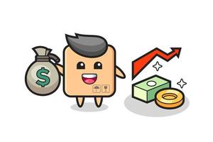 cardboard box illustration cartoon holding money sack vector