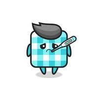 checkered tablecloth mascot character with fever condition vector