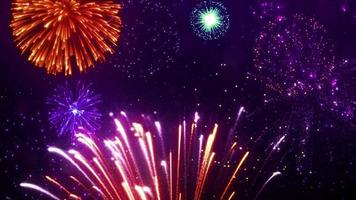 Fireworks 4k animation shining fireworks with bokeh lights video