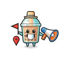 Character cartoon of bubble tea as a tour guide vector