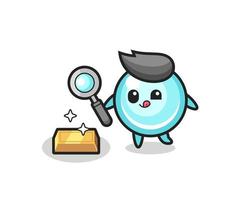 bubble character is checking the authenticity of the gold bullion vector