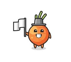 Cartoon character of carrot holding a flag vector