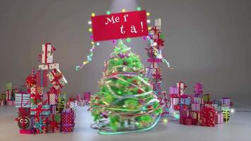 4k merry christmas-conceptanimatie met schattige animatie