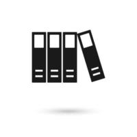 Black Office folders with papers and documents icon vector