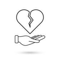 Hand hold Broken heart icon vector. vector