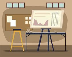 architecture office with blueprint table chair workspace vector