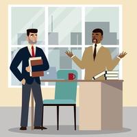 business people, businessmen with books and documents working vector