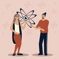 man and woman science atom molecule design vector