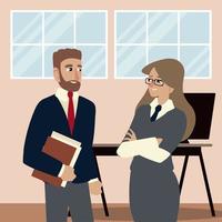 business people, business man and woman talking in the office vector