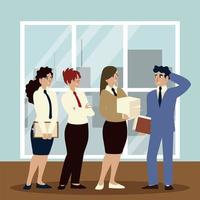 group business women and man characters working in the office vector