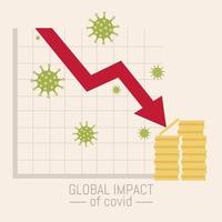 global impact of covid 19 coronavirus, economy financial downfall vector