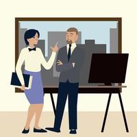 business people, businessman and businesswoman discussing vector