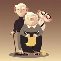 senior people, grandfathers characters, old woman with wool vector