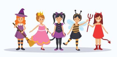 Children in Halloween costume. Halloween kids. vector