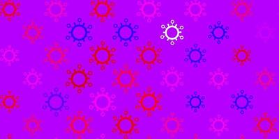 Dark pink, yellow vector backdrop with virus symbols.