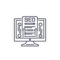 SEO, icono de línea de optimización web vector