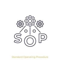 sop, procedimiento operativo estándar, icono de línea vectorial vector