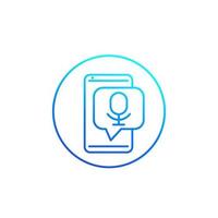 speech recognition app vector line icon