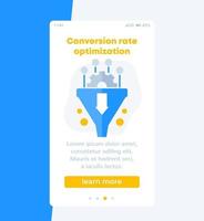 Optimización de la tasa de conversión, diseño de banner de embudo de ventas. vector