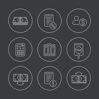 Bookkeeping, finance, line icons in circles vector