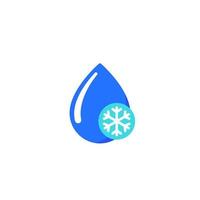 gota con copo de nieve, icono de agua congelada en blanco vector